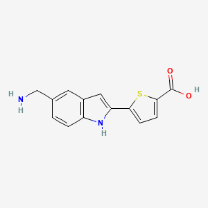 molecular formula C14H12N2O2S B13869337 5-(5-(aminomethyl)-1H-indol-2-yl)thiophene-2-carboxylic acid 