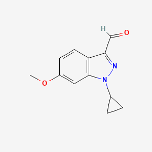 molecular formula C12H12N2O2 B13869574 1-Cyclopropyl-6-methoxyindazole-3-carbaldehyde 