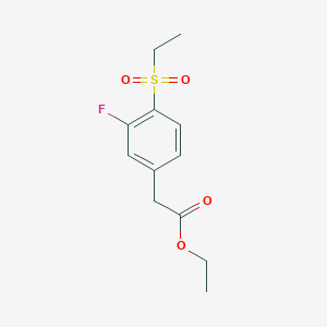 molecular formula C12H15FO4S B13869659 Ethyl 2-(4-ethylsulfonyl-3-fluorophenyl)acetate 