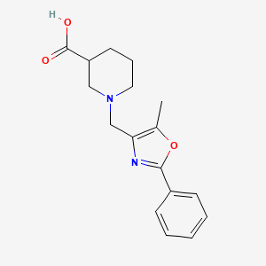 molecular formula C17H20N2O3 B1386966 1-[(5-Methyl-2-phenyl-1,3-oxazol-4-yl)methyl]piperidine-3-carboxylic acid CAS No. 1171045-22-9
