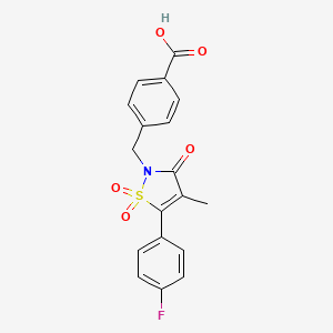 molecular formula C18H14FNO5S B1386975 4-{[5-(4-Fluorophenyl)-4-methyl-1,1-dioxido-3-oxoisothiazol-2(3H)-yl]methyl}benzoic acid CAS No. 1171465-55-6