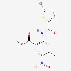 molecular formula C14H11ClN2O5S B13869765 Methyl 2-{[(5-chloro-2-thienyl)carbonyl]amino}-4-methyl-5-nitrobenzoate 