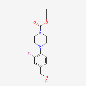 molecular formula C16H23FN2O3 B13869777 Tert-butyl 4-[2-fluoro-4-(hydroxymethyl)phenyl]piperazine-1-carboxylate 