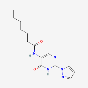 N-(6-oxo-2-(1H-pyrazol-1-yl)-1,6-dihydropyrimidin-5-yl)heptanamide