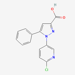 molecular formula C15H10ClN3O2 B13869898 1-(6-Chloropyridin-3-yl)-5-phenylpyrazole-3-carboxylic acid 