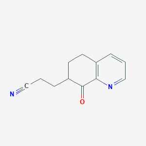 molecular formula C12H12N2O B13869900 3-(8-Oxo-5,6,7,8-tetrahydro-7-quinolinyl)propanenitrile 