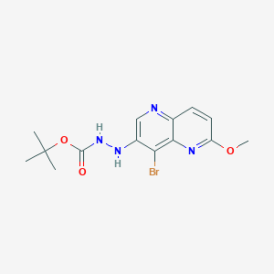 molecular formula C14H17BrN4O3 B13869906 tert-butyl N-[(4-bromo-6-methoxy-1,5-naphthyridin-3-yl)amino]carbamate 