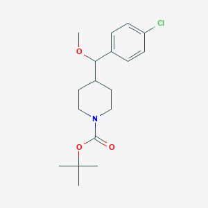 molecular formula C18H26ClNO3 B13869909 Tert-butyl 4-((4-chlorophenyl)(methoxy)methyl)piperidine-1-carboxylate 