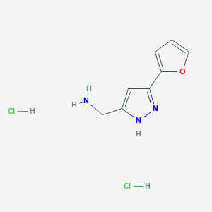 molecular formula C8H11Cl2N3O B1386996 {[5-(2-furyl)-1H-pyrazol-3-yl]methyl}amine dihydrochloride CAS No. 1231926-53-6