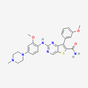 2-[2-Methoxy-4-(4-methylpiperazin-1-yl)anilino]-7-(3-methoxyphenyl)thieno[3,2-d]pyrimidine-6-carboxamide