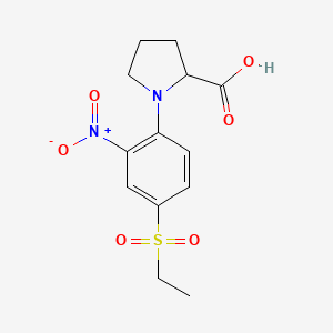molecular formula C13H16N2O6S B1387075 1-[4-(Ethylsulfonyl)-2-nitrophenyl]pyrrolidine-2-carboxylic acid CAS No. 1452575-76-6