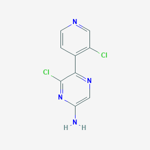 molecular formula C9H6Cl2N4 B13870862 6-Chloro-5-(3-chloropyridin-4-yl)pyrazin-2-amine 