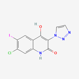 molecular formula C11H6ClIN4O2 B13870879 7-chloro-4-hydroxy-6-iodo-3-(triazol-1-yl)-1H-quinolin-2-one 