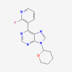 B1387100 6-(2-Fluoropyridin-3-YL)-9-(tetrahydro-2H-pyran-2-YL)-9H-purine CAS No. 1093101-52-0