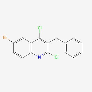 molecular formula C16H10BrCl2N B13871001 3-Benzyl-6-bromo-2,4-dichloroquinoline 