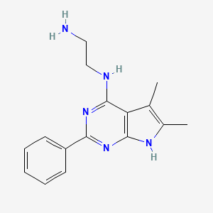 molecular formula C16H19N5 B13871041 N'-(5,6-dimethyl-2-phenyl-7H-pyrrolo[2,3-d]pyrimidin-4-yl)ethane-1,2-diamine 