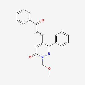 molecular formula C21H18N2O3 B13871057 2-(Methoxymethyl)-5-(3-oxo-3-phenylprop-1-enyl)-6-phenylpyridazin-3-one 