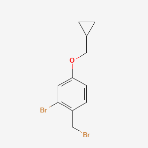 molecular formula C11H12Br2O B13871073 2-bromo-1-(bromomethyl)-4-(cyclopropylmethoxy)Benzene 