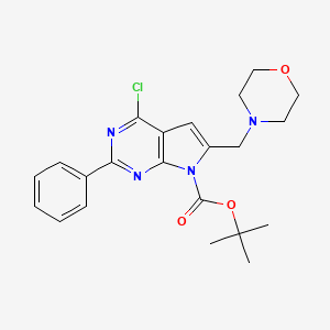 molecular formula C22H25ClN4O3 B13871145 Tert-butyl 4-chloro-6-(morpholin-4-ylmethyl)-2-phenylpyrrolo[2,3-d]pyrimidine-7-carboxylate 