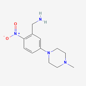 molecular formula C12H18N4O2 B13871232 [5-(4-Methylpiperazin-1-yl)-2-nitrophenyl]methanamine 