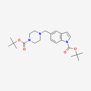 molecular formula C23H33N3O4 B13871252 5-[4-(Tert-butoxycarbonyl)piperazin-1-ylmethyl]-1-(tert-butoxycarbonyl)indole 