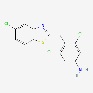 molecular formula C14H9Cl3N2S B13871309 3,5-Dichloro-4-[(5-chloro-1,3-benzothiazol-2-yl)methyl]aniline 