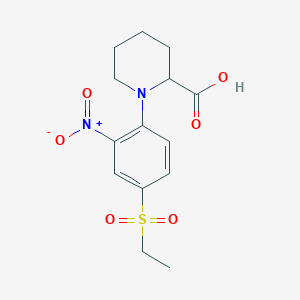 molecular formula C14H18N2O6S B1387131 1-[4-(Ethylsulfonyl)-2-nitrophenyl]piperidine-2-carboxylic acid CAS No. 1214083-46-1