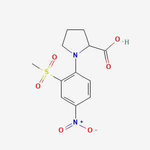 molecular formula C12H14N2O6S B1387132 1-[2-(Methylsulfonyl)-4-nitrophenyl]pyrrolidine-2-carboxylic acid CAS No. 1452572-57-4