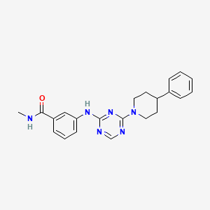 molecular formula C22H24N6O B13871335 N-methyl-3-[[4-(4-phenylpiperidin-1-yl)-1,3,5-triazin-2-yl]amino]benzamide 