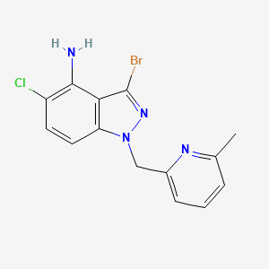 molecular formula C14H12BrClN4 B13871363 3-Bromo-5-chloro-1-[(6-methylpyridin-2-yl)methyl]indazol-4-amine 