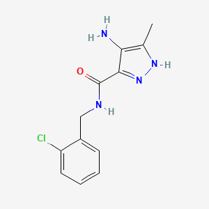 molecular formula C12H13ClN4O B13871407 4-amino-N-[(2-chlorophenyl)methyl]-5-methyl-1H-pyrazole-3-carboxamide 