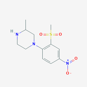 molecular formula C12H17N3O4S B1387151 1-[2-(Methylsulfonyl)-4-nitrophenyl]-3-methylpiperazine CAS No. 942474-18-2