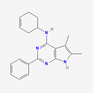 molecular formula C20H22N4 B13871554 N-cyclohex-3-en-1-yl-5,6-dimethyl-2-phenyl-7H-pyrrolo[2,3-d]pyrimidin-4-amine 