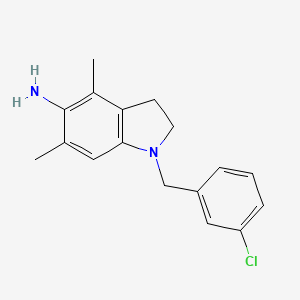 molecular formula C17H19ClN2 B13871594 1-[(3-Chlorophenyl)methyl]-4,6-dimethyl-2,3-dihydroindol-5-amine 