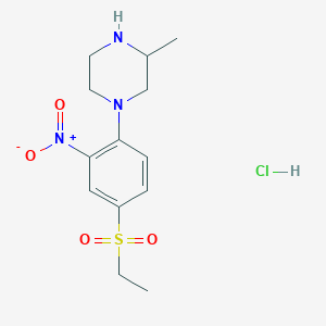 molecular formula C13H20ClN3O4S B1387160 1-[4-(Ethylsulfonyl)-2-nitrophenyl]-3-methylpiperazine hydrochloride CAS No. 1172106-55-6