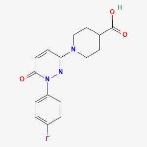 molecular formula C16H16FN3O3 B1387166 1-[1-(4-Fluorophenyl)-6-oxo-1,6-dihydropyridazin-3-yl]piperidine-4-carboxylic acid CAS No. 1171184-76-1