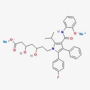 molecular formula C33H33FN2Na2O6 B13871671 Disodium;7-[2-(4-fluorophenyl)-4-[(2-oxidophenyl)carbamoyl]-3-phenyl-5-propan-2-ylpyrrol-1-yl]-3,5-dihydroxyheptanoate 