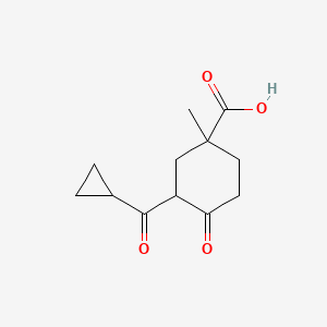 molecular formula C12H16O4 B13871685 3-(Cyclopropanecarbonyl)-1-methyl-4-oxocyclohexane-1-carboxylic acid 