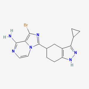 molecular formula C16H17BrN6 B13871710 1-bromo-3-(3-cyclopropyl-4,5,6,7-tetrahydro-1H-indazol-5-yl)imidazo[1,5-a]pyrazin-8-amine 