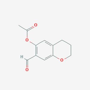 molecular formula C12H12O4 B13871734 (7-formyl-3,4-dihydro-2H-chromen-6-yl) acetate 