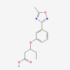 molecular formula C14H16N2O4 B13871818 3-[3-(5-methyl-1,2,4-oxadiazol-3-yl)phenoxy]Pentanoic acid 