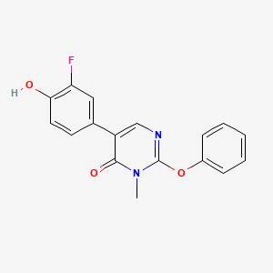 molecular formula C17H13FN2O3 B13872232 5-(3-fluoro-4-hydroxyphenyl)-3-methyl-2-phenoxypyrimidin-4(3H)-one 