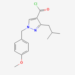 molecular formula C16H19ClN2O2 B13872354 1-[(4-Methoxyphenyl)methyl]-3-(2-methylpropyl)pyrazole-4-carbonyl chloride 