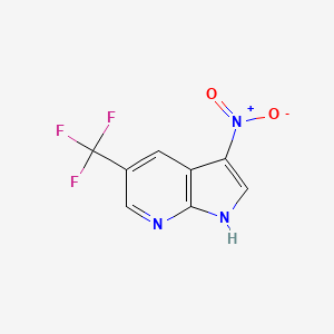 molecular formula C8H4F3N3O2 B1387237 3-nitro-5-(trifluoromethyl)-1H-pyrrolo[2,3-b]pyridine CAS No. 1048914-26-6