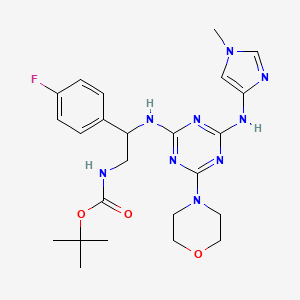 molecular formula C24H32FN9O3 B13872384 tert-Butyl [2-(4-fluorophenyl)-2-({4-[(1-methyl-1H-imidazol-4-yl)amino]-6-morpholin-4-yl-1,3,5-triazin-2-yl}amino)ethyl]carbamate 