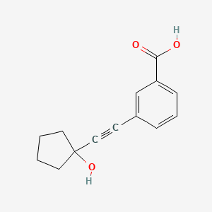 molecular formula C14H14O3 B13872489 3-[2-(1-Hydroxycyclopentyl)ethynyl]benzoic acid 