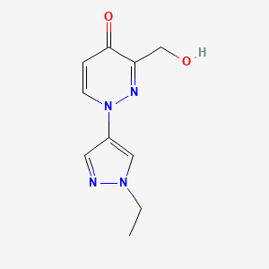 molecular formula C10H12N4O2 B13872547 1-(1-Ethylpyrazol-4-yl)-3-(hydroxymethyl)pyridazin-4-one 