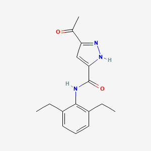 molecular formula C16H19N3O2 B13872645 3-acetyl-N-(2,6-diethylphenyl)-1H-pyrazole-5-carboxamide 