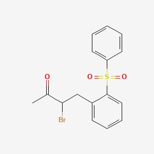 molecular formula C16H15BrO3S B13872659 4-[2-(Benzenesulfonyl)phenyl]-3-bromobutan-2-one 