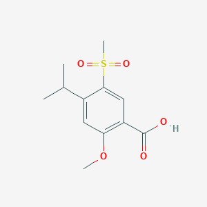 molecular formula C12H16O5S B13872685 2-Methoxy-5-methylsulfonyl-4-propan-2-ylbenzoic acid 